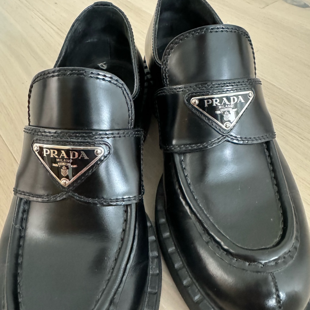 Prada Men's Black Leather Slip-On Loafers